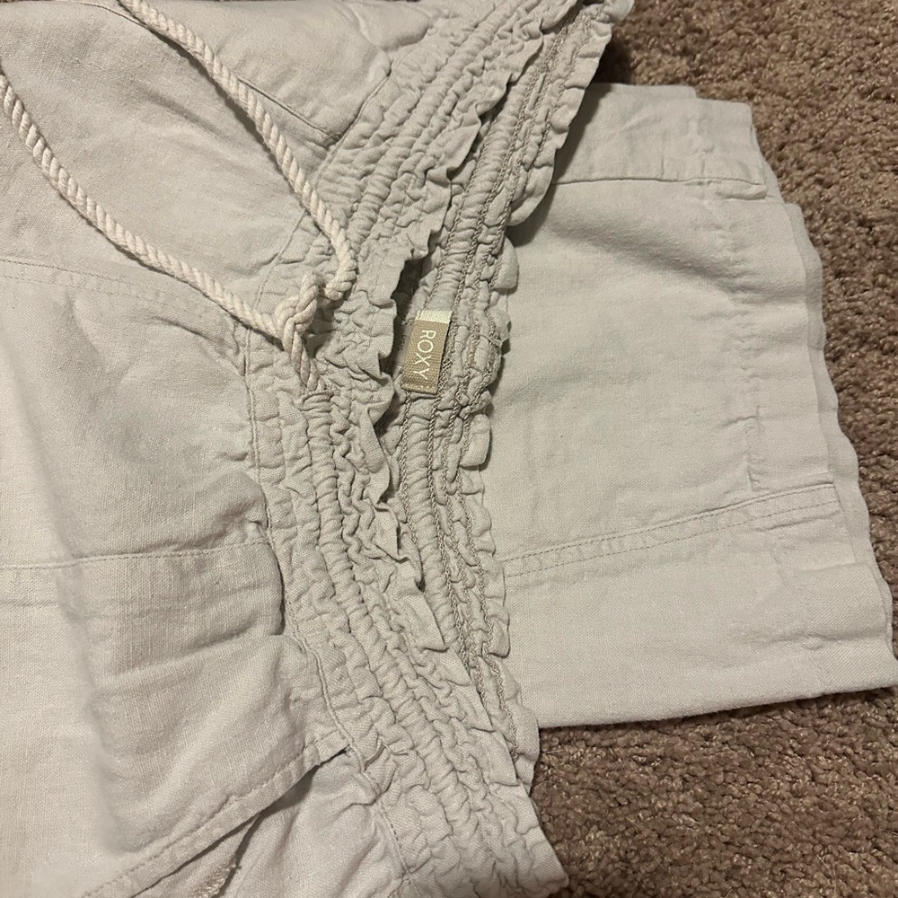 Roxy Cream Drawstring Smocked Waist pants